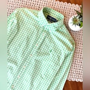 Ralph Lauren | Men’s Classic Fit Gingham Oxford Shirt | Summer Green | Large